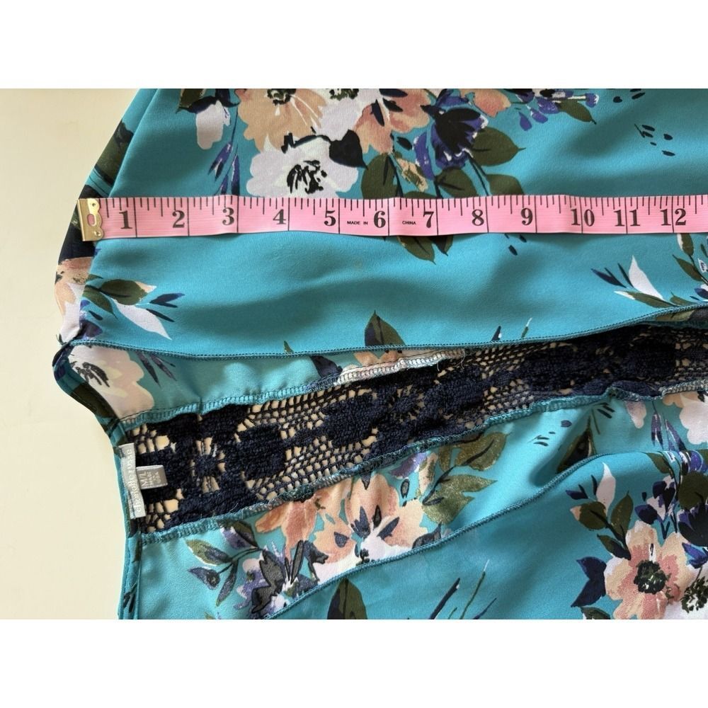 Floral Kimono Cardigan Lace Crochet Sheer Cottage Beach Boho Open Front Duster M - Picture 14 of 15